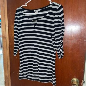 WHBM STRIPED 3/4 SLEEVE TOP